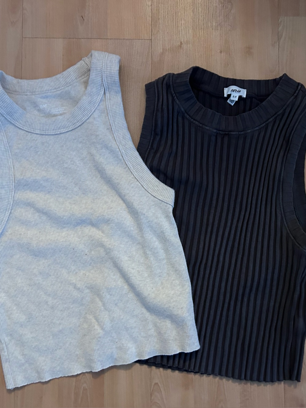 aerie two Ribbed Tank Tops - faded black and cream last season never worn